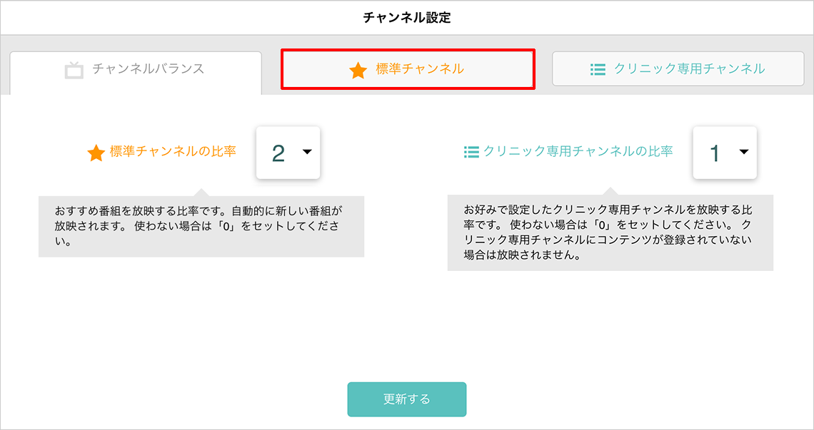 標準チャンネルタブ